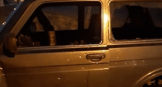 A car after shelling. Photo: Magomed Yevloev, https://gazetaingush.ru A car after shelling. Photo: Magomed Yevloev, https://gazetaingush.ru