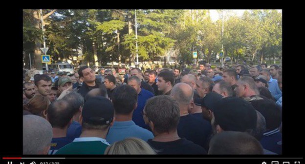A protest action in Tskhinvali. Screenshot of the video https://www.youtube.com/watch?v=bxIWcW8pGxA A protest action in Tskhinvali. Screenshot of the video https://www.youtube.com/watch?v=bxIWcW8pGxA