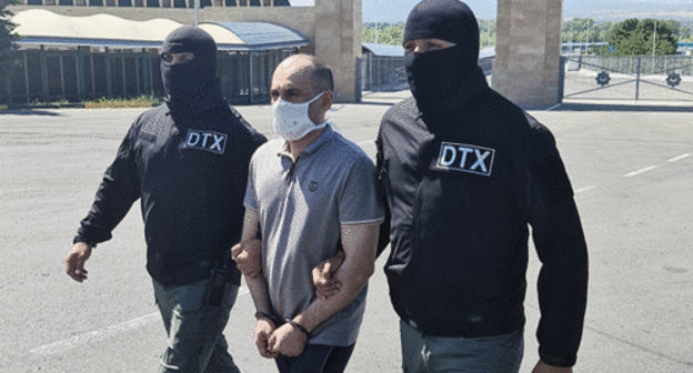 Falig Valiev accompanied by officials from the State Security Service of Azerbaijan. Photo: SSS press service, http://www.dtx.gov.az/news509.php. Falig Valiev accompanied by officials from the State Security Service of Azerbaijan. Photo: SSS press service, http://www.dtx.gov.az/news509.php.