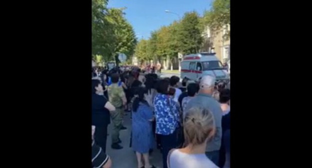 March of South-Ossetian residents. Screenshot from the video posted by the Caucasian Knot March of South-Ossetian residents. Screenshot from the video posted by the Caucasian Knot