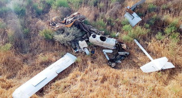 A shot-down drone. Photo by the press service of the Ministry of Defence of Azerbaijan https://mod.gov.az/az/news/ermenistana-mexsus-taktiki-pua-mehv-edilib-31519.html A shot-down drone. Photo by the press service of the Ministry of Defence of Azerbaijan https://mod.gov.az/az/news/ermenistana-mexsus-taktiki-pua-mehv-edilib-31519.html