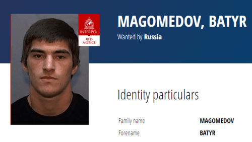 Batyr Magomedov on the Interpol website. Screenshot https://www.interpol.int/How-we-work/Notices/View-Red-Notices#2020-60566 Batyr Magomedov on the Interpol website. Screenshot https://www.interpol.int/How-we-work/Notices/View-Red-Notices#2020-60566