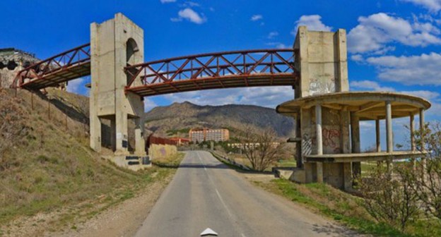 The bridge located near the village of Morskoye in Crimea. Screenshot of the Yandex.Maps image The bridge located near the village of Morskoye in Crimea. Screenshot of the Yandex.Maps image