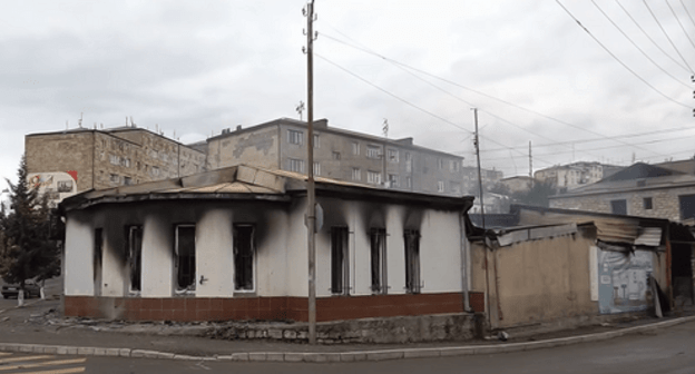 A building damaged by shelling in Stepanakert. Screenshot by the FRANCE 24 TV channel www.youtube.com/watch?v=m7yX8ITQ6YY A building damaged by shelling in Stepanakert. Screenshot by the FRANCE 24 TV channel www.youtube.com/watch?v=m7yX8ITQ6YY