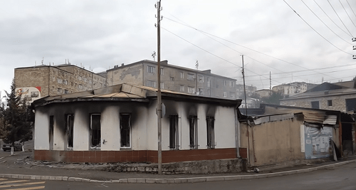 A building damaged by shelling in Stepanakert. Screenshot by the FRANCE 24 TV channel www.youtube.com/watch?v=m7yX8ITQ6YY A building damaged by shelling in Stepanakert. Screenshot by the FRANCE 24 TV channel www.youtube.com/watch?v=m7yX8ITQ6YY