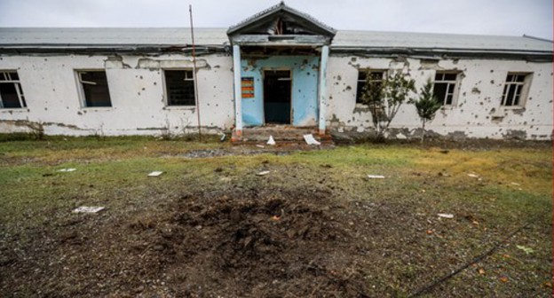 A school destroyed by shelling in the Askipara village of the Terter District of Azerbaijan. Photo by Aziz Karimov for the "Caucasian Knot" A school destroyed by shelling in the Askipara village of the Terter District of Azerbaijan. Photo by Aziz Karimov for the "Caucasian Knot"