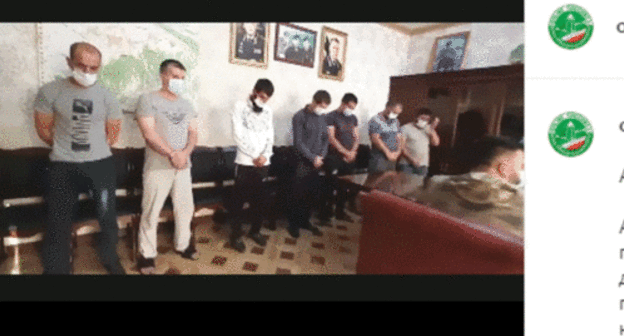 Seven men detained in the Kurchaloi District are reprimanded in the police department. Screenshot of the video by "Chechnya Online" on Instagram https://www.instagram.com/p/CEgy-T4HfHf/on Instagram Seven men detained in the Kurchaloi District are reprimanded in the police department. Screenshot of the video by "Chechnya Online" on Instagram https://www.instagram.com/p/CEgy-T4HfHf/on Instagram