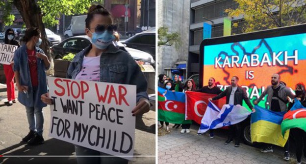 Women from Nagorno-Karabakh together with their children at a protest action near the UN office in Yerevan; a rally against "Armenia's aggression" in front of the UN headquarters in New York. Photo: screenshot of the video by SPUTNIK, Teymur Maksutov https://1news.az/news Women from Nagorno-Karabakh together with their children at a protest action near the UN office in Yerevan; a rally against "Armenia's aggression" in front of the UN headquarters in New York. Photo: screenshot of the video by SPUTNIK, Teymur Maksutov https://1news.az/news