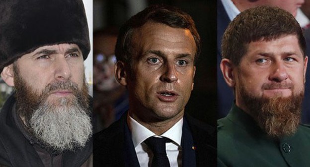 Salakh Mezhiev, Emmanuel Macron and Ramzan Kadyrov (from left to right). Collage made by the Caucasian Knot. Photo: REUTERS/Maxim Shemetov, Abdulmonam Eassa/Pool via REUTERS, vk.com/salah_mezhiev Salakh Mezhiev, Emmanuel Macron and Ramzan Kadyrov (from left to right). Collage made by the Caucasian Knot. Photo: REUTERS/Maxim Shemetov, Abdulmonam Eassa/Pool via REUTERS, vk.com/salah_mezhiev
