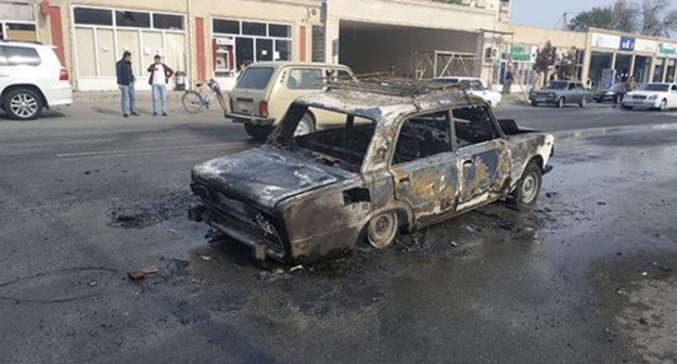 A car destroyed as a result of shelling attack on Barda, October 28, 2020. Photo by Aziz Karimov for the Caucasian Knot A car destroyed as a result of shelling attack on Barda, October 28, 2020. Photo by Aziz Karimov for the Caucasian Knot