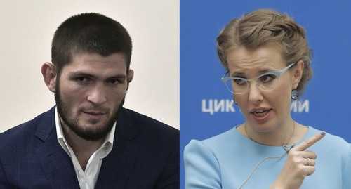 Khabib Nurmagomedov and Ksenia Sobchak. Collage by the Caucasian Knot. Photo: REUTERS/Maxim Shemeto, Sputnik/Alexei Nikolsky/Kremlin via REUTERS Khabib Nurmagomedov and Ksenia Sobchak. Collage by the Caucasian Knot. Photo: REUTERS/Maxim Shemeto, Sputnik/Alexei Nikolsky/Kremlin via REUTERS