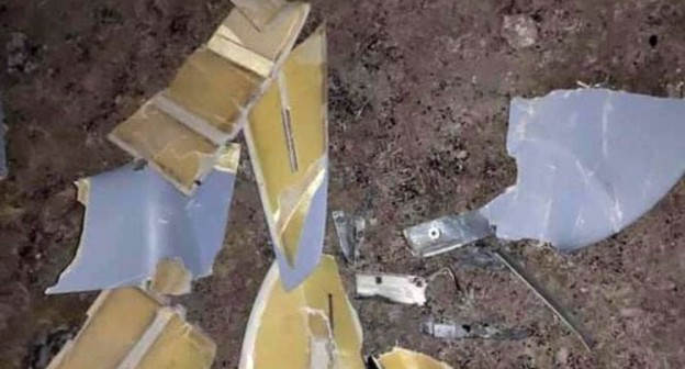 Fragments of a downed drone. Photo by the INFORMATION CENTER of Nagorno-Karabakh https://www.facebook.com/ArtsakhInformation/photos/pcb.210200620620726/210200583954063/ Fragments of a downed drone. Photo by the INFORMATION CENTER of Nagorno-Karabakh https://www.facebook.com/ArtsakhInformation/photos/pcb.210200620620726/210200583954063/