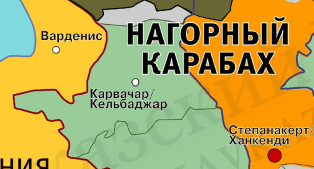 Karvachar (Kelbadjar) and Vardenis on the map of Nagorno-Karabakh. Photo: Caucasian Knot Karvachar (Kelbadjar) and Vardenis on the map of Nagorno-Karabakh. Photo: Caucasian Knot