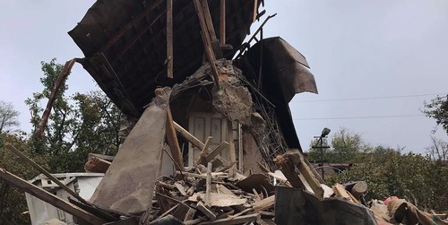 A house destroyed in an explosion, November 6, 2020. Photo by Alvard Grigoryan for the Caucasian Knot A house destroyed in an explosion, November 6, 2020. Photo by Alvard Grigoryan for the Caucasian Knot