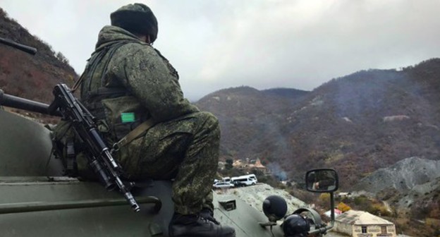 A Russian peacekeeper in the Karvachar District. Photo by Alvard Grigoryan for the "Caucasian Knot" A Russian peacekeeper in the Karvachar District. Photo by Alvard Grigoryan for the "Caucasian Knot"