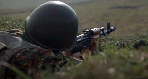 An Armenian soldier in position. Screenshot of the video by the Ministry of Defence of Armenia https://mil.am/hy/news/8663 An Armenian soldier in position. Screenshot of the video by the Ministry of Defence of Armenia https://mil.am/hy/news/8663