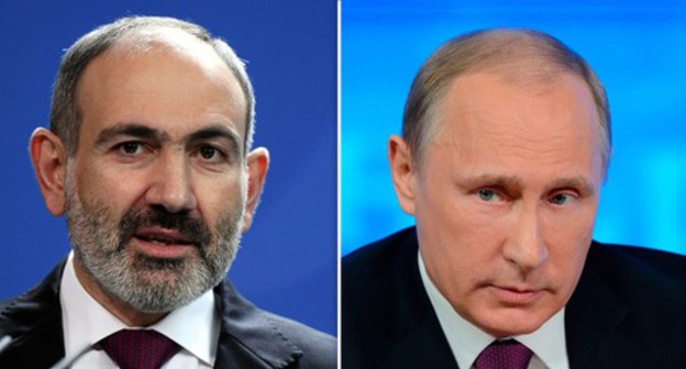 Nikol Pashinyan, Vladimir Putin. Photo: REUTERS/Annegret Hilse; the Kremlin press service. Collage by the "Caucasian Knot" Nikol Pashinyan, Vladimir Putin. Photo: REUTERS/Annegret Hilse; the Kremlin press service. Collage by the "Caucasian Knot"