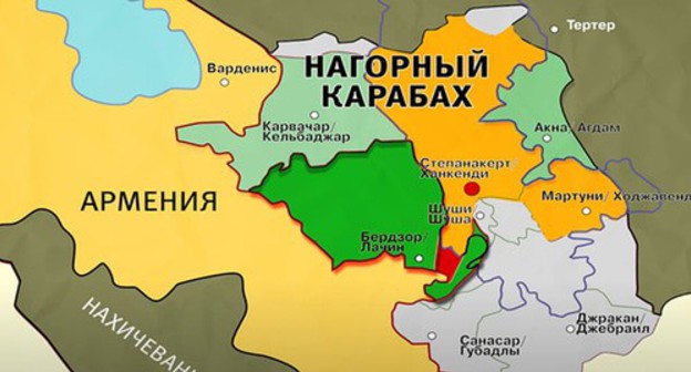 Map of Armenia and Nagorno-Karabakh borders. Screenshot: https://www.youtube.com/watch?v=qmbNQrbqyC0&feature=emb_logo Map of Armenia and Nagorno-Karabakh borders. Screenshot: https://www.youtube.com/watch?v=qmbNQrbqyC0&feature=emb_logo