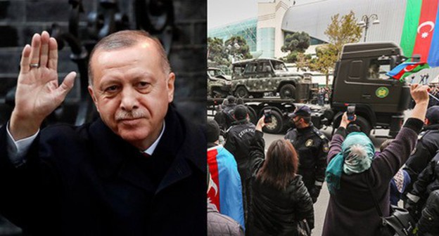 Recep Tayyip Erdogan. Military parade in Baku. Collage by the Caucasian Knot, REUTERS/Christian Hartmann/Pool, REUTERS/Aziz Karimov Recep Tayyip Erdogan. Military parade in Baku. Collage by the Caucasian Knot, REUTERS/Christian Hartmann/Pool, REUTERS/Aziz Karimov