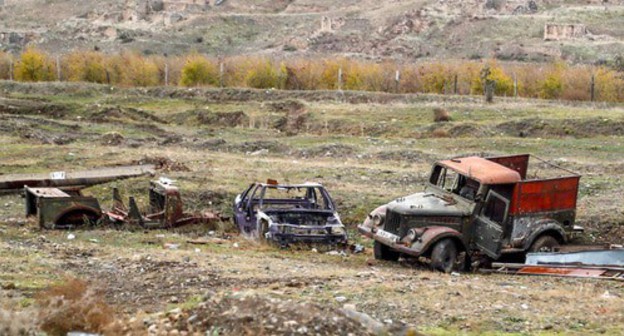 Damaged Armenian military vehicles near Jebrail. Photo by Aziz Karimov for the "Caucasian Knot" Damaged Armenian military vehicles near Jebrail. Photo by Aziz Karimov for the "Caucasian Knot"