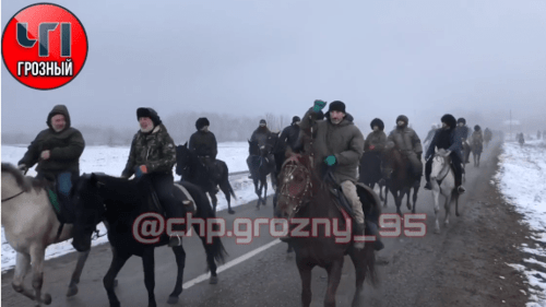 An equestrian march to the grave of Abdullakh Anzorov. Screenshot: https://www.instagram.com/p/CJAHGJpnRra/ An equestrian march to the grave of Abdullakh Anzorov. Screenshot: https://www.instagram.com/p/CJAHGJpnRra/