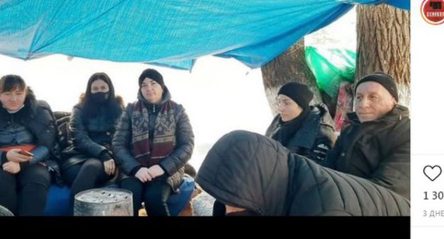 Participants of the protest action organized by relatives of Inal Djabiev in Tskhinvali. Screenshot of the post on Instagram chp_tskhinval https://www.instagram.com/p/CJInvNKr0PO/ Participants of the protest action organized by relatives of Inal Djabiev in Tskhinvali. Screenshot of the post on Instagram chp_tskhinval https://www.instagram.com/p/CJInvNKr0PO/