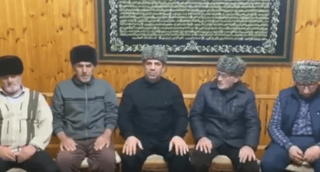 Screenshot of a video appeal by the Ingush teip (family clan) of Sultygov, t.me/fortangaorg/7920 Screenshot of a video appeal by the Ingush teip (family clan) of Sultygov, t.me/fortangaorg/7920