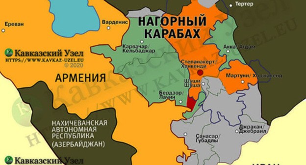 Map of Nagorno-Karabakh, the Caucasian Knot. Photo: https://www.kavkaz-uzel.eu/articles/356336/ Map of Nagorno-Karabakh, the Caucasian Knot. Photo: https://www.kavkaz-uzel.eu/articles/356336/