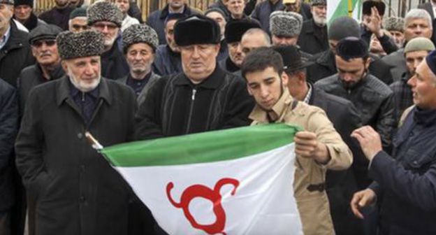 Participants of a protest action in Magas, 2019. Screenshot of the video by the "Politics Today" https://www.youtube.com/watch?v=8BLJ3ZC6N4s Participants of a protest action in Magas, 2019. Screenshot of the video by the "Politics Today" https://www.youtube.com/watch?v=8BLJ3ZC6N4s