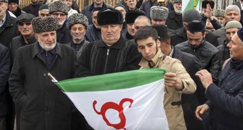 Participants of a protest action in Magas, 2019. Screenshot of the video by the "Politics Today" https://www.youtube.com/watch?v=8BLJ3ZC6N4s Participants of a protest action in Magas, 2019. Screenshot of the video by the "Politics Today" https://www.youtube.com/watch?v=8BLJ3ZC6N4s