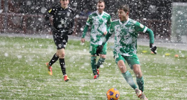 Players of the FC Akhmat Grozny (in a green uniform). Photo by the press service of the FC http://fc-akhmat.ru Players of the FC Akhmat Grozny (in a green uniform). Photo by the press service of the FC http://fc-akhmat.ru