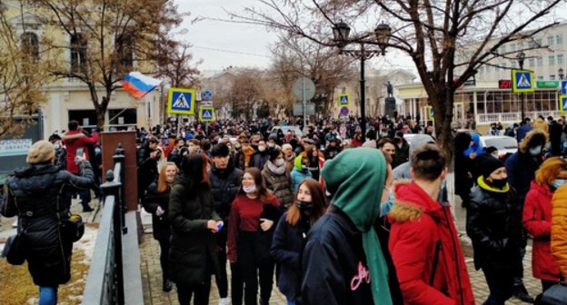 A rally in Astrakhan on January 23, 2021. Photo by Alyona Sadovskaya for the "Caucasian Knot" A rally in Astrakhan on January 23, 2021. Photo by Alyona Sadovskaya for the "Caucasian Knot"