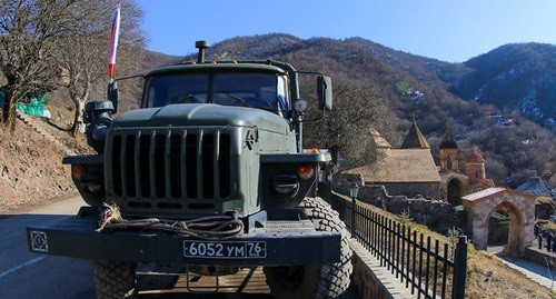 A truck of the Russian peacemakers in Kelbadjar (Karvachar) district. Photo by Aziz Karimov for the "Caucasian Knot" A truck of the Russian peacemakers in Kelbadjar (Karvachar) district. Photo by Aziz Karimov for the "Caucasian Knot"