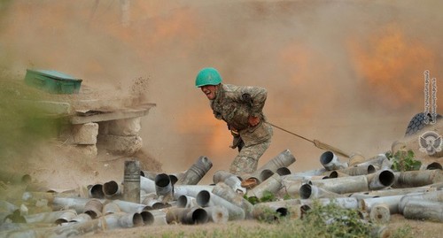 An Armenian soldier in the Karabakh conflict zone. Photo by the press service of the Armenian Ministry of Defence https://mil.am/ru/news/8436 An Armenian soldier in the Karabakh conflict zone. Photo by the press service of the Armenian Ministry of Defence https://mil.am/ru/news/8436