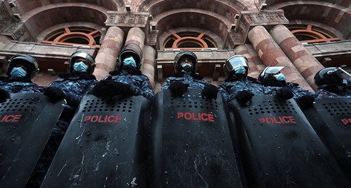 The police at a protest action in Yerevan. Photo: Vahram Baghdasaryan/Photolure via REUTERS The police at a protest action in Yerevan. Photo: Vahram Baghdasaryan/Photolure via REUTERS