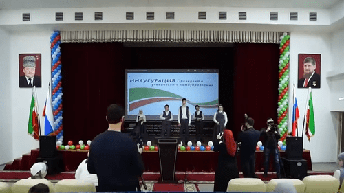 The election of Adam Kadyrov as the president of the school self-administration. Screenshot: https://youtu.be/uHI2LaOtlT4 The election of Adam Kadyrov as the president of the school self-administration. Screenshot: https://youtu.be/uHI2LaOtlT4