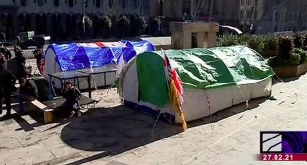 The site of the rally in Tbilisi. Screenshot of the video by the "Rustavi 2" TV channel The site of the rally in Tbilisi. Screenshot of the video by the "Rustavi 2" TV channel