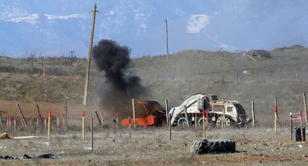 A vehicle for mine clearance. March 16, 2021. Photo by Aziz Karimov for the "Caucasian Knot" A vehicle for mine clearance. March 16, 2021. Photo by Aziz Karimov for the "Caucasian Knot"