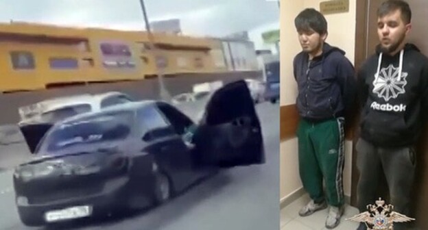 Residents of Dagestan who were driving in a car with open doors and loud music of Lezginka along the Moscow Ring Highway (known as MKAD). Screenshot of the video by NTV https://www.ntv.ru/novosti/2529364/ Collage by the "Caucasian Knot" Residents of Dagestan who were driving in a car with open doors and loud music of Lezginka along the Moscow Ring Highway (known as MKAD). Screenshot of the video by NTV https://www.ntv.ru/novosti/2529364/ Collage by the "Caucasian Knot"