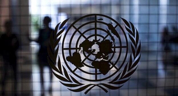 The UN logo on the window. Photo: REUTERS/Mike Segar The UN logo on the window. Photo: REUTERS/Mike Segar