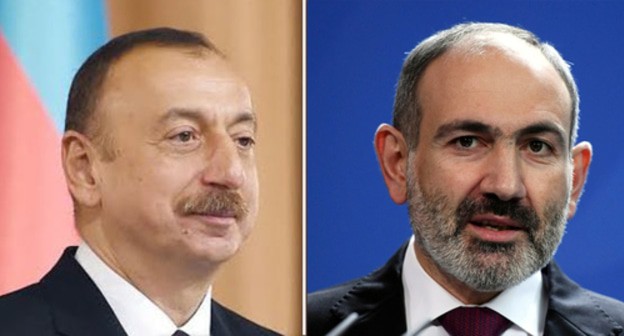 Ilham Aliev, Nikol Pashinyan. Photos by the press service of the Azerbaijani President and Kremlin. Collage by the "Caucasian Knot" Ilham Aliev, Nikol Pashinyan. Photos by the press service of the Azerbaijani President and Kremlin. Collage by the "Caucasian Knot"