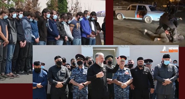 Adam Delimkhanov talked to the offenders who returned back home. Collage by the "Caucasian Knot". Screenshot of the video by "Chechnya Today" https://www.youtube.com/watch?v=TzGIjXH4yHg Adam Delimkhanov talked to the offenders who returned back home. Collage by the "Caucasian Knot". Screenshot of the video by "Chechnya Today" https://www.youtube.com/watch?v=TzGIjXH4yHg