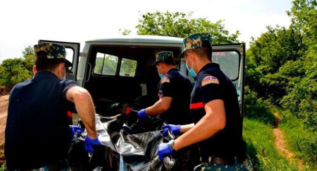 Karabakh rescuers have found remains of a soldier. Photo: Facebook Karabakh rescuers have found remains of a soldier. Photo: Facebook