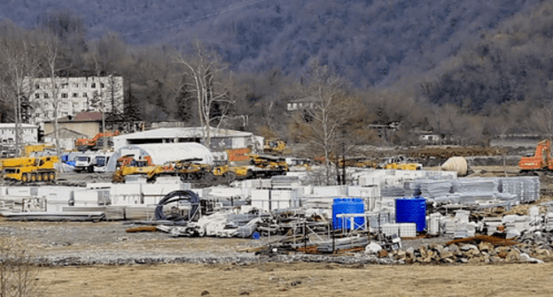 Construction site for the hydroelectric power plant in Namakhvani. Screenshot from video posted by JAM News Construction site for the hydroelectric power plant in Namakhvani. Screenshot from video posted by JAM News
