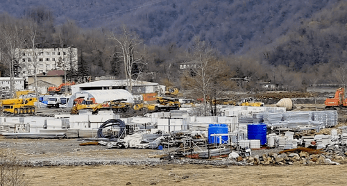 Construction site for the hydroelectric power plant in Namakhvani. Screenshot from video posted by JAM News Construction site for the hydroelectric power plant in Namakhvani. Screenshot from video posted by JAM News