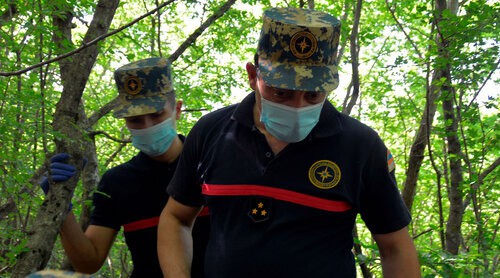 Karabakh rescuers found remains of a soldier. Photo: Facebook Karabakh rescuers found remains of a soldier. Photo: Facebook