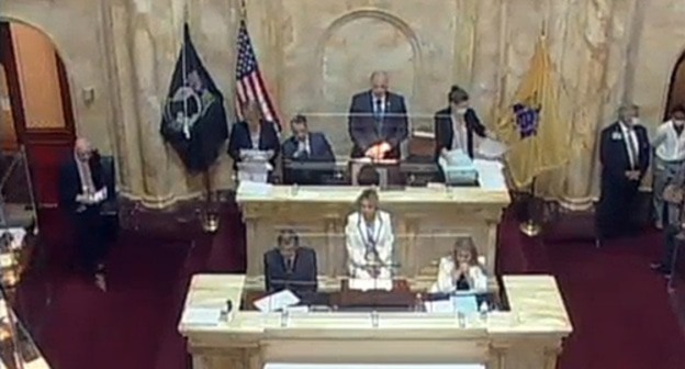 A session of the Senate deputies of the American state of New Jersey. Screenshot of the video https://www.facebook.com/steveoroho/videos/115554853989547/ A session of the Senate deputies of the American state of New Jersey. Screenshot of the video https://www.facebook.com/steveoroho/videos/115554853989547/
