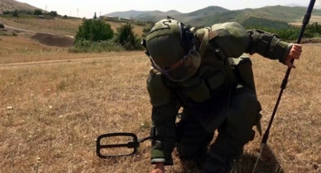 Mine clearance of agricultural fields in Nagorno-Karabakh. Photo by the press service of the Russian Ministry of Defence Mine clearance of agricultural fields in Nagorno-Karabakh. Photo by the press service of the Russian Ministry of Defence