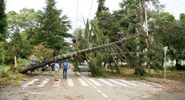 Aftermath of the July 4 hurricane in Sukhumi. Photo: press service of the Ministry for Emergencies of Abkhazia, http://www.mchsra.info/novosti/item/1799-okolo-sta-sotrudnikov-mchs-byli-zadeistvovany-v-likvidasii-posledstvij-stikhii Aftermath of the July 4 hurricane in Sukhumi. Photo: press service of the Ministry for Emergencies of Abkhazia, http://www.mchsra.info/novosti/item/1799-okolo-sta-sotrudnikov-mchs-byli-zadeistvovany-v-likvidasii-posledstvij-stikhii