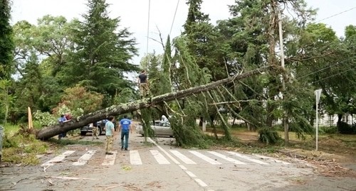 Aftermath of the July 4 hurricane in Sukhumi. Photo: press service of the Ministry for Emergencies of Abkhazia, http://www.mchsra.info/novosti/item/1799-okolo-sta-sotrudnikov-mchs-byli-zadeistvovany-v-likvidasii-posledstvij-stikhii Aftermath of the July 4 hurricane in Sukhumi. Photo: press service of the Ministry for Emergencies of Abkhazia, http://www.mchsra.info/novosti/item/1799-okolo-sta-sotrudnikov-mchs-byli-zadeistvovany-v-likvidasii-posledstvij-stikhii